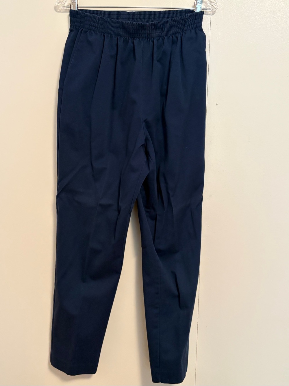 Alfred Dunner Navy Elastic Waist Tapered Chinos
